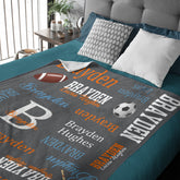 Personalized Allstar Sports Theme Baby Name Blanket